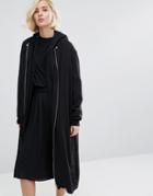 Dr Denim Longline Bomber With Side Poppers - Black