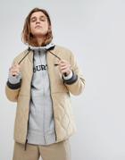 Burton Snowboards Mallett Quilted Bomber Jacket In Beige - Beige