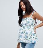 Asos Design Maternity Exclusive Shirred Smock Cami In Floral-multi