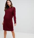 Asos Design Maternity Eco Knitted Mini Dress In Ripple - Red