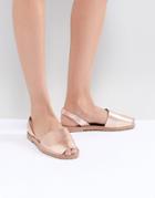 Solillas Rose Gold Leather Menorcan Sandals - Gold