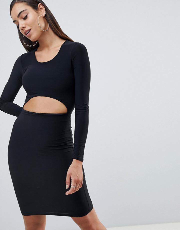 Missguided Scoop Neck Cut Out Dress - Black