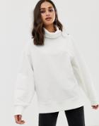 Asos Design Cozy High Neck Sweatshirt In Winter White
