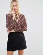 Goldie Still The One Printed Blouse With Neck Tie - Blue