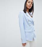 Missguided Tall Tailored Gold Button Blazer - Blue