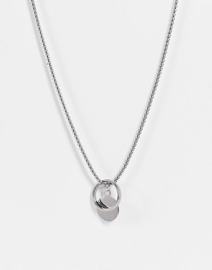Icon Brand Stainless Steel Band Ring Pendant In Silver