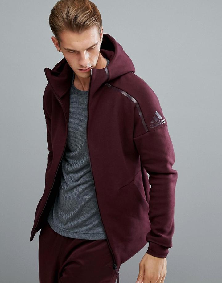 Adidas Athletics Zne 2 Hoodie In Burgundy Bq6924 - Red