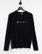 Fcuk Long Sleeve Script Logo Top In Black