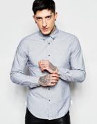Sisley Slim Fit Flecked Shirt With Button Down Collar - Blue