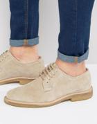 Walk London Darcy Derby Suede Shoe With Crepe Sole - Beige