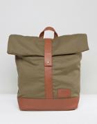 Dead Vintage Roll Top Backpack In Khaki - Green