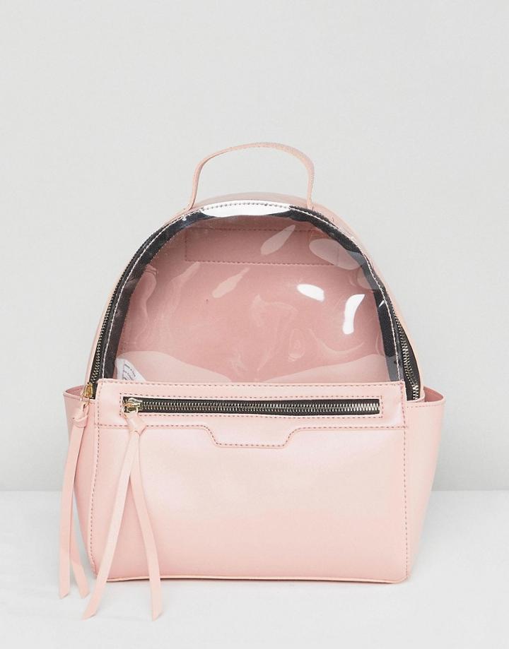 Yoki Fashion Pink Backpack With Plastic Window - Pink