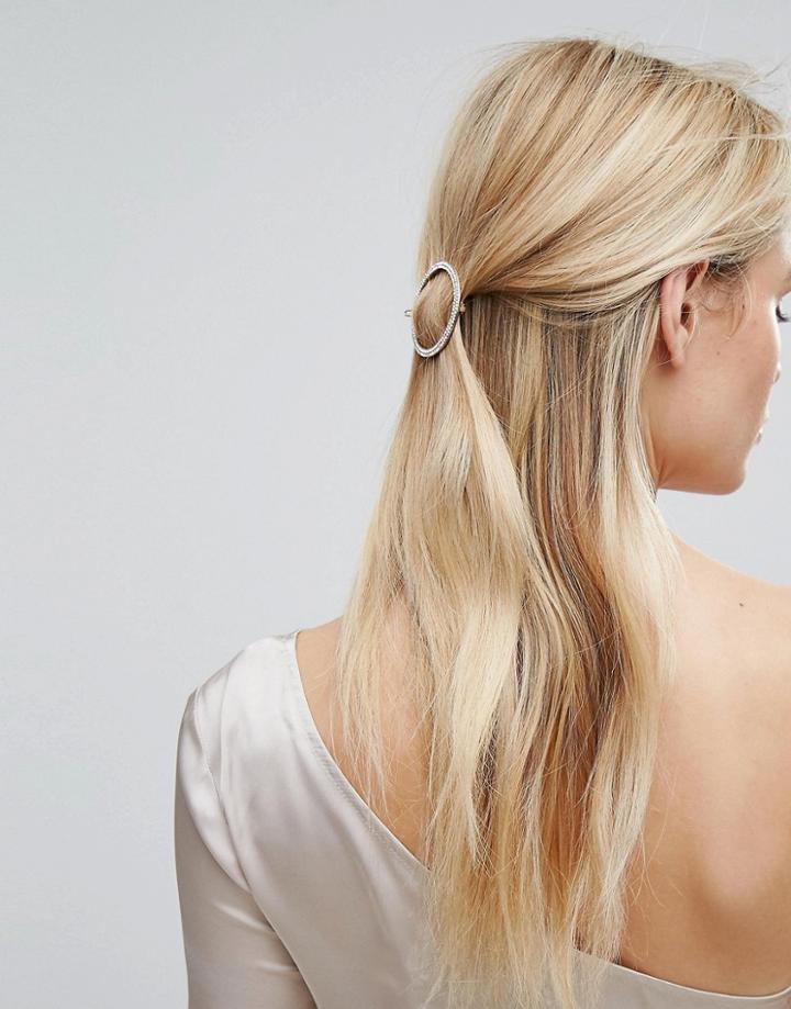 Orelia Crystal Open Circle Hair Clip - Gold