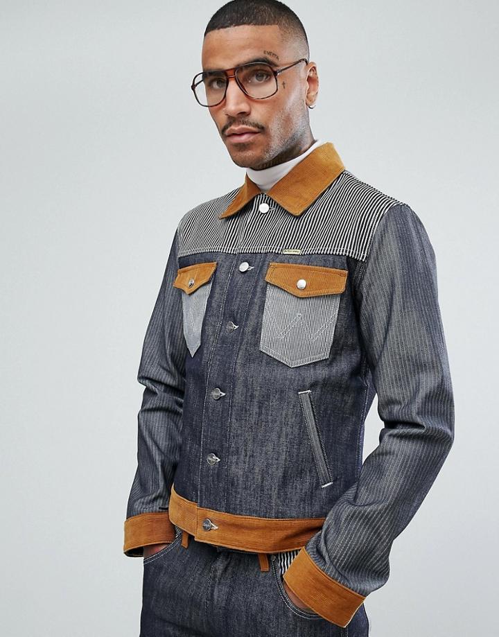 Wrangler Peter Max Western Denim Jacket Dry Selvage - Navy