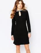 Traffic People Marianna Dress With Rose Print Trim - Black