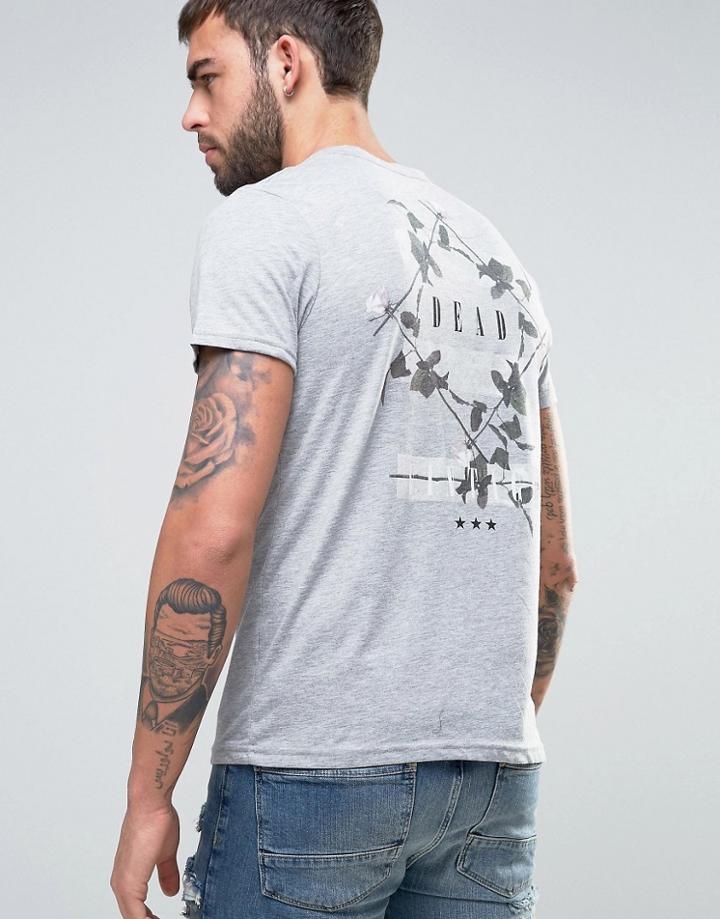 Dead Vintage Diamond Roses T-shirt - Gray