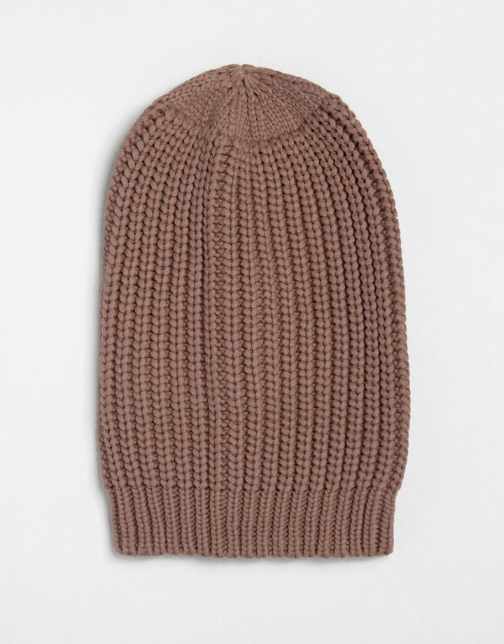 Asos Chunky Slouchy Beanie In Pink - Pink