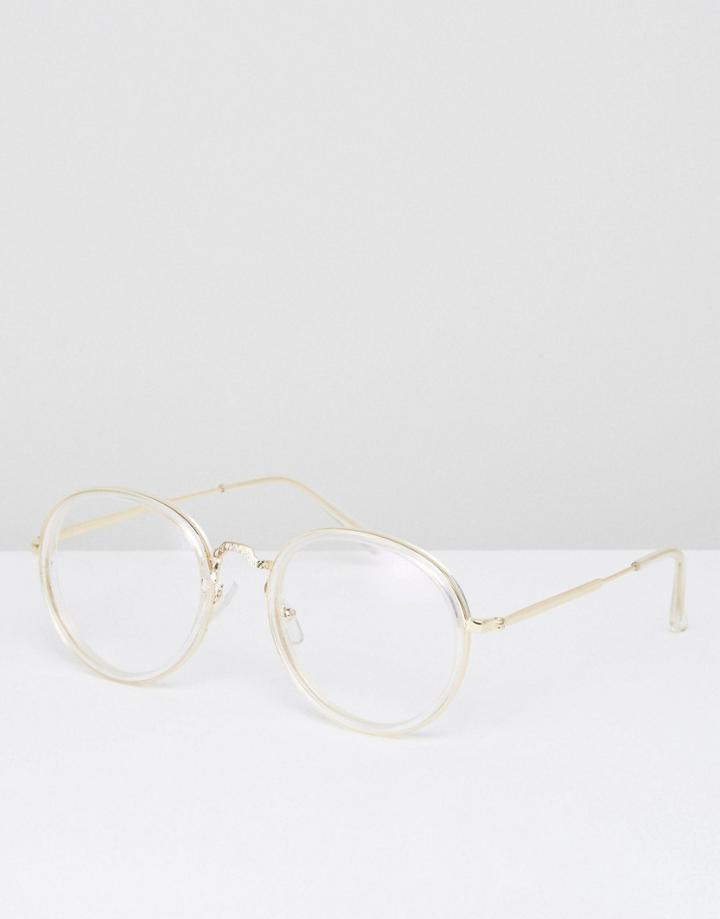 Jeepers Peepers Round Clear Lens Glasses In Silver - Clear