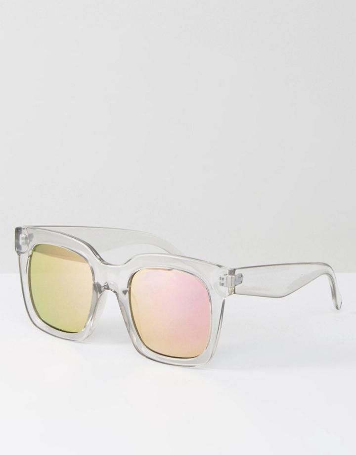 Prettylittlething Mirrored Lens Clear Frame Sunglasses - Multi
