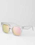Prettylittlething Mirrored Lens Clear Frame Sunglasses - Multi