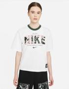 Nike Revival Statement Boxy Logo Ringer T-shirt In White