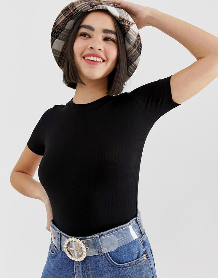 Monki Tee In Black - Black