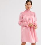 Glamorous Tall High Neck Swing Dress With Shirring In Organza-pink