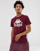 Kappa T-shirt With Chest Logo And Banda Taping In Burgundy - Red