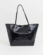 Asos Design Croc Bonded Shopper Bag - Blue
