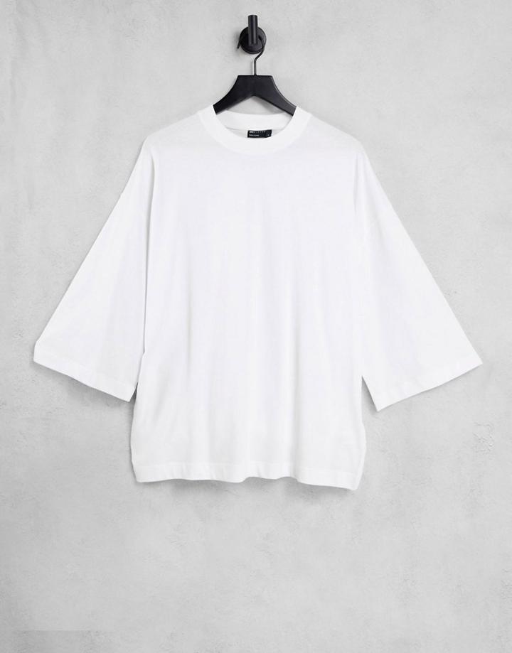 Asos Design Long Sleeve Oversized T-shirt With Wide Sleeve In White
