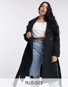 Ever New Long Wrap Coat In Black