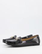 Truffle Collection Flat Loafers With Metal Trim In Black Patent