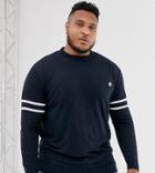 Le Breve Plus Lightweight Knitted Sweater With Arm Stripe-navy