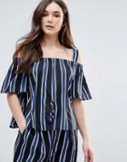 Influence Striped Cold Shoulder Top - Blue