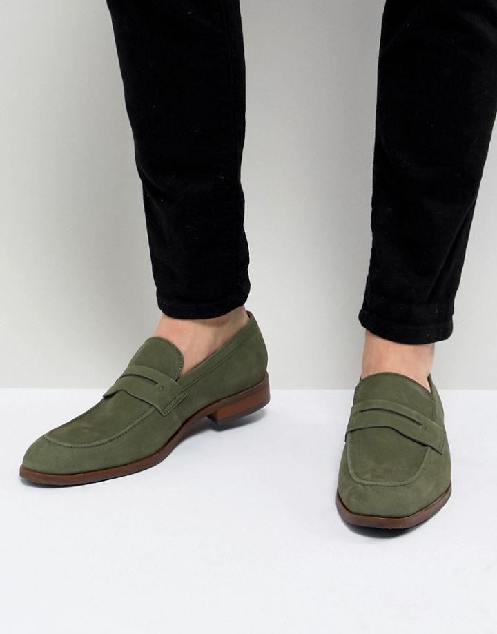 Dune Penny Loafers In Green Nubuck - Green