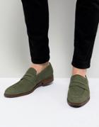 Dune Penny Loafers In Green Nubuck - Green