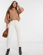 Y.a.s Knitted Cardigan With Volume Sleeve In Camel-brown