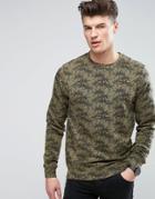 D-struct Palm Print Slub Sweat Sweater - Green
