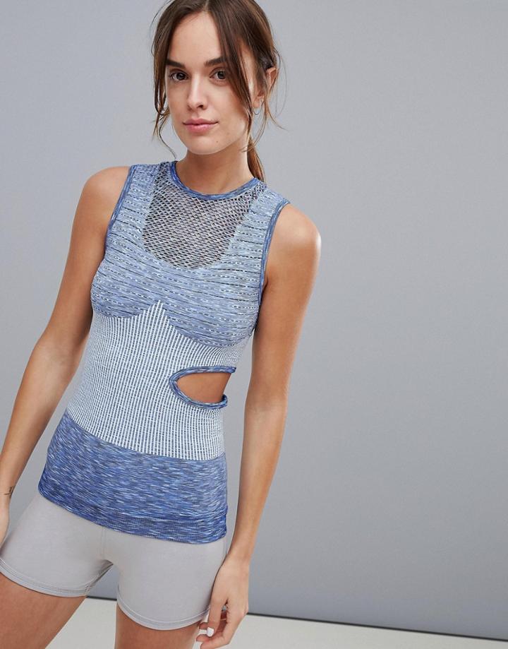 Asos 4505 Seamless Tank Top With Cut Out Detail - Blue