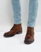 Jack & Jones Justin Leather Mix Lace Up Boots - Brown