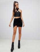 Asos Design Wrap Mini Skirt In Jersey - Black