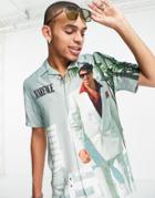 Topman Scarface Placement Print Shirt In Mint-multi