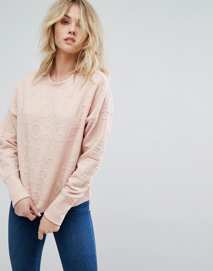 J.d.y Embossed Slogan Sweatshirt - Pink
