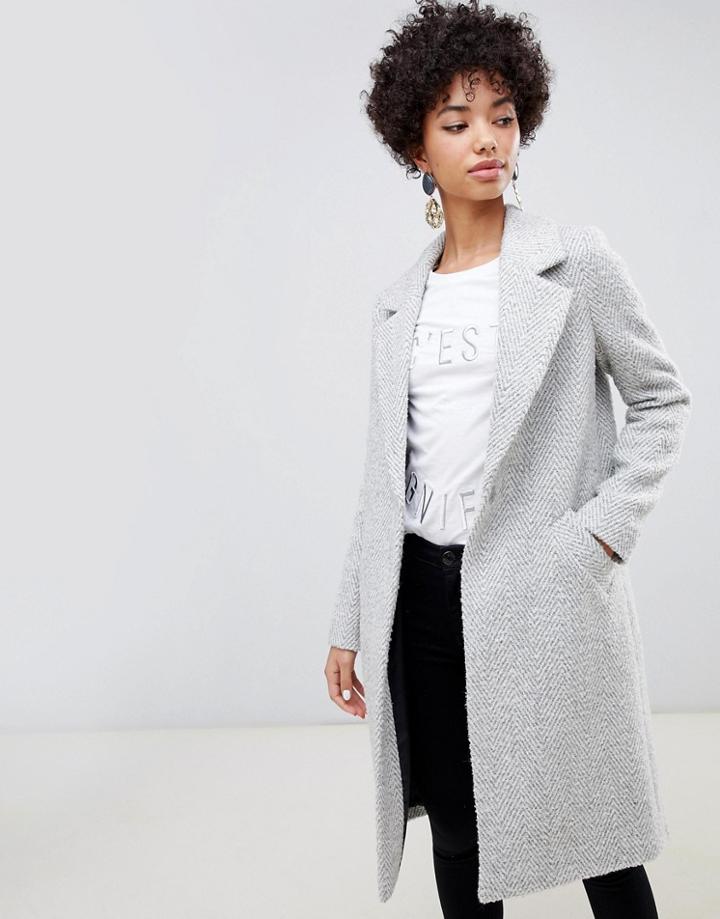 River Island Tailored Coat With Single Fastening In Gray