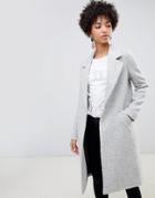 River Island Tailored Coat With Single Fastening In Gray