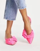 Asos Design Lavender Bow Ballet Flats In Pink