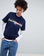 Fila Oversized T-shirt With Flag Print - Navy