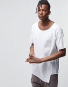 Asos Oversized T-shirt With Raw Scoop Neck And Layered Hem - White