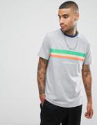 Asos Relaxed T-shirt With Stripe And Number Print - Gray