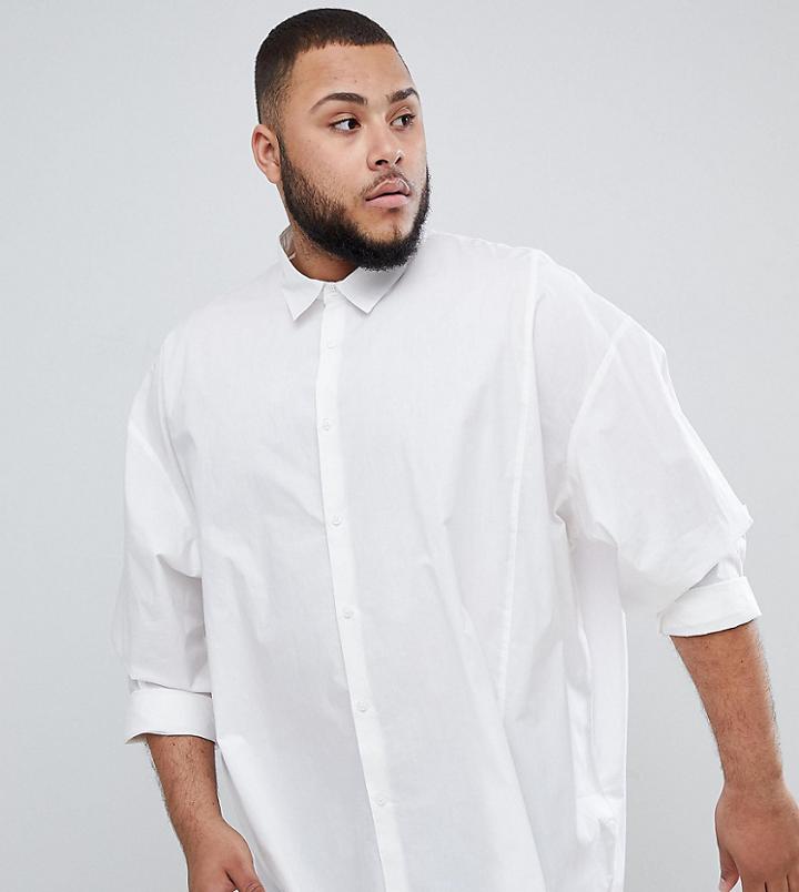 Asos Design Plus Extreme Oversized Shirt In White - White